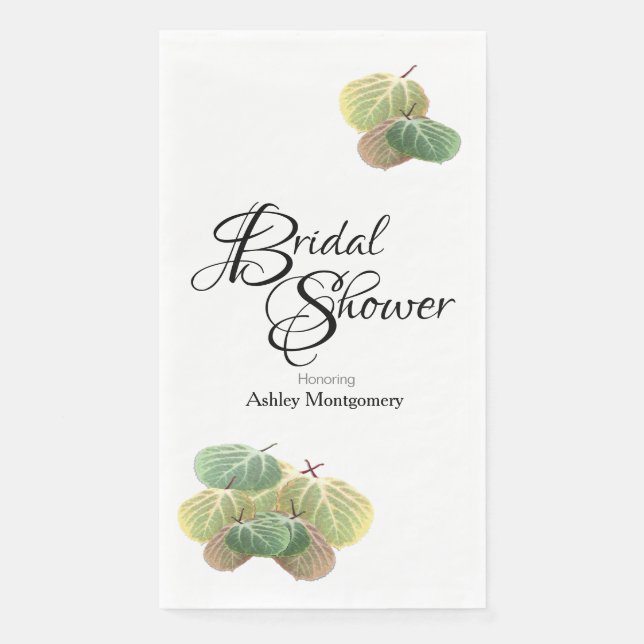 Rustic Bridal Shower Fall Aspen Leaves Paper Guest Towels (Front)