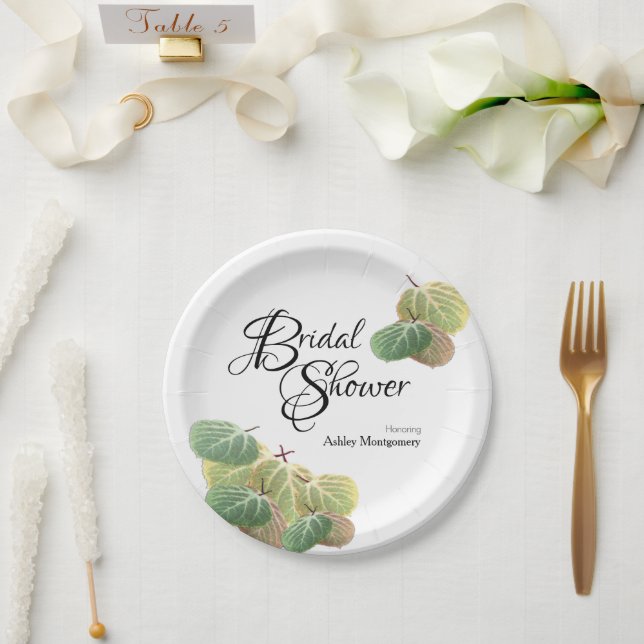 Rustic Bridal Shower Fall Aspen Leaves Paper Plates (Wedding)