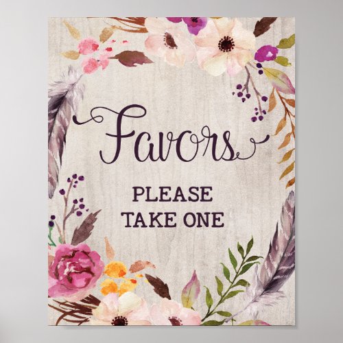 Rustic Bridal Shower Favors Sign Wedding Decor