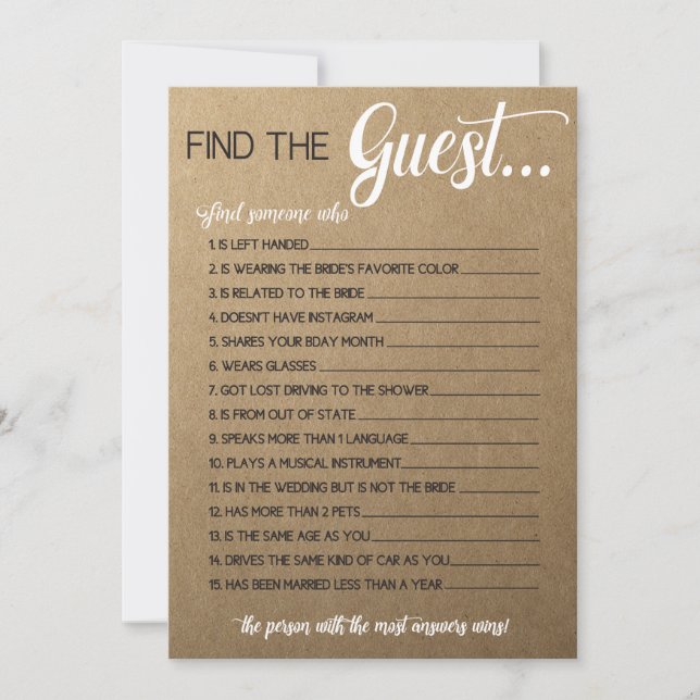 Rustic Bridal Shower Game- Match the Movie Songs (Front)