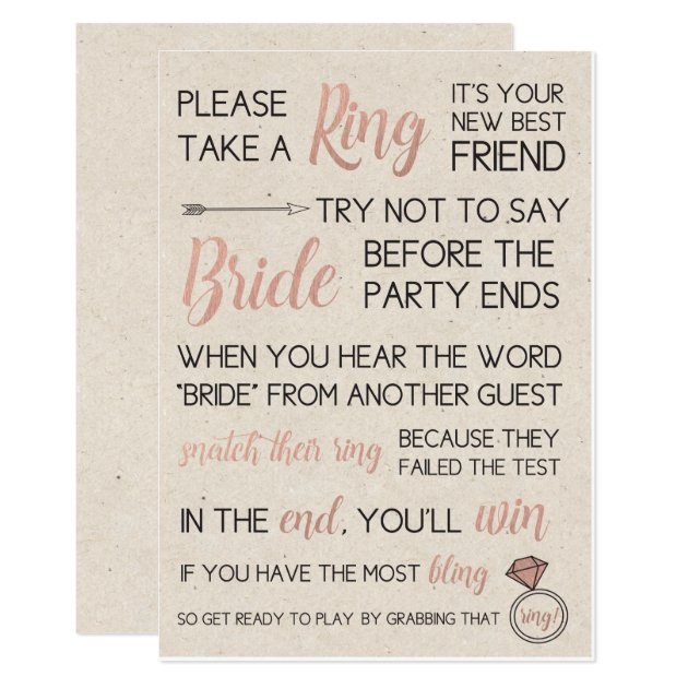 Rustic Bridal Shower Game- Pick A Ring Invitation