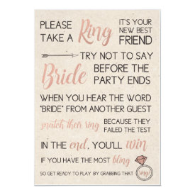 Rustic Bridal Shower Game- Pick a Ring Card