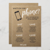 Rustic Bridal Shower Game- Whats in Your Phone (Front/Back)