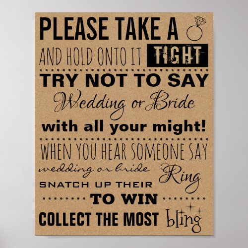 Rustic Bridal Shower Games The Ring Game Poster