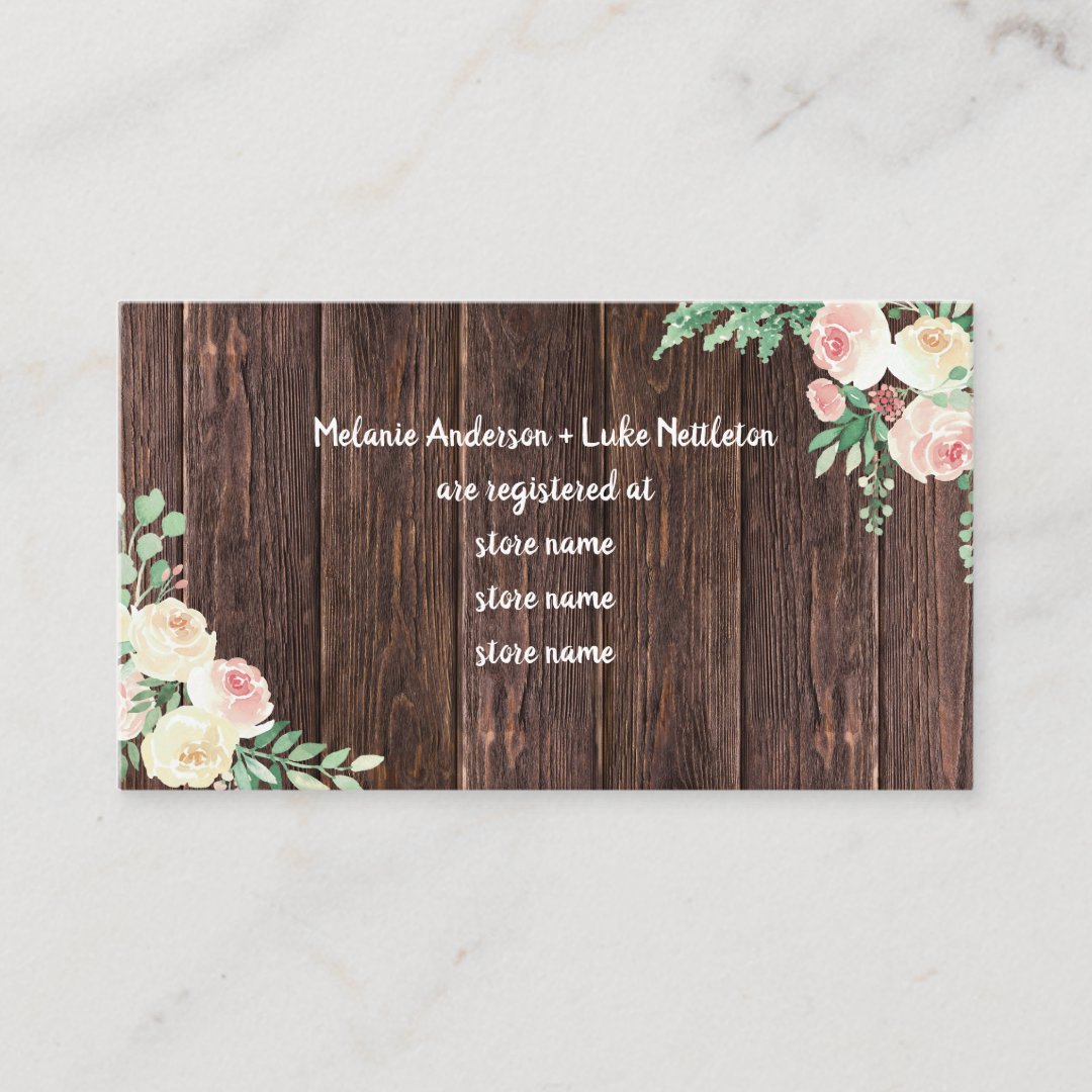 Rustic Bridal shower gift registry enclosure card Zazzle
