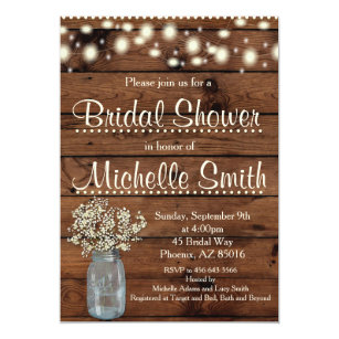 Rustic Bridal Shower Invitations Announcements Zazzle Rustic Bridal Shower Invitation Mason Jar Fl Card