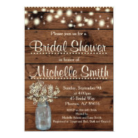 Rustic Bridal Shower Invitation, Mason Jar, Floral Invitation