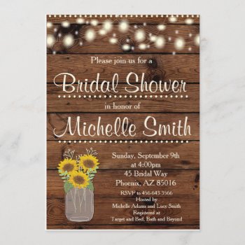 Rustic Bridal Shower Invitation  Mason Jar  Floral Invitation by GlamtasticInvites at Zazzle