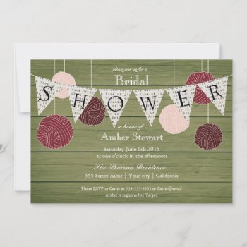 Rustic Bridal Shower Invitation - Yarn Theme by Whimzy_Designs at Zazzle
