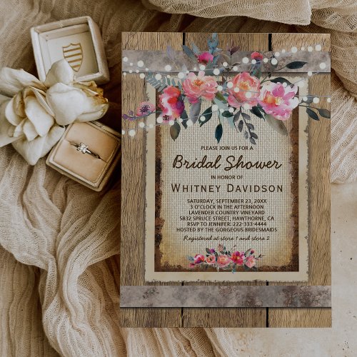 Rustic Bridal Shower Invite  Floral Chic Vineyard