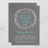 Rustic Bridal Shower invite in Gray and Turquoise (Front/Back)