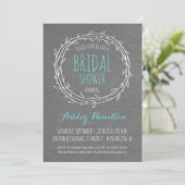 Rustic Bridal Shower invite in Gray and Turquoise (Standing Front)