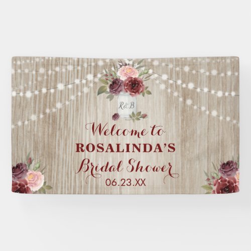Rustic Bridal Shower Red Floral Wood Background Ba Banner