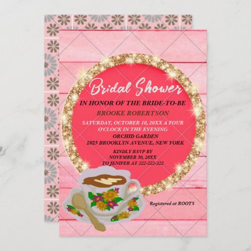 Rustic Bridal Shower Tea Party Invitation Floral 