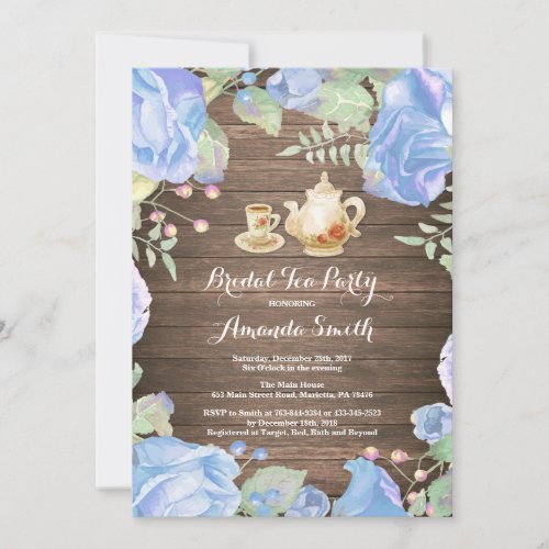 Rustic Bridal Shower Tea Party Invitation Floral