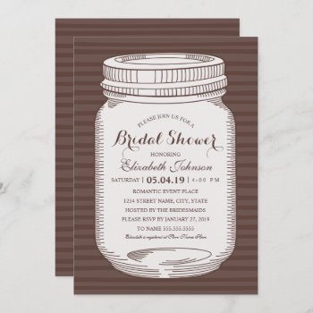 Rustic Bridal Shower Vintage Country Mason Jar Invitation by superdazzle at Zazzle