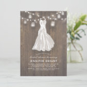 Rustic Bridal Shower | Wedding Gown and Mason Jars Invitation (Standing Front)
