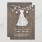 Rustic Bridal Shower | Wedding Gown and Mason Jars Invitation (Front/Back)