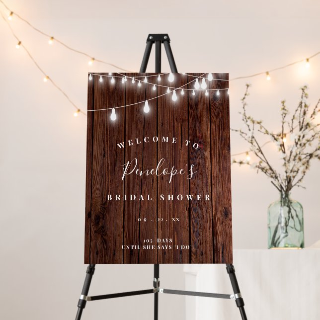 Rustic Bridal Shower Welcome Sign, Large Foam Board (In Situ (Stand))