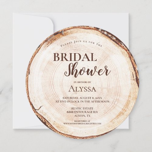 Rustic Bridal Shower Wood Cut Grain Custom Invitation