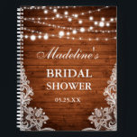 Rustic Bridal Shower Wood Lace Lights Gift List Notebook<br><div class="desc">Rustic Bridal Shower Wood Lace Lights Gift List Notebook</div>