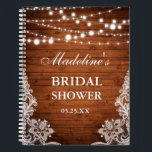 Rustic Bridal Shower Wood Lace Lights Gift List Notebook<br><div class="desc">Rustic Bridal Shower Wood Lace Lights Gift List Notebook</div>
