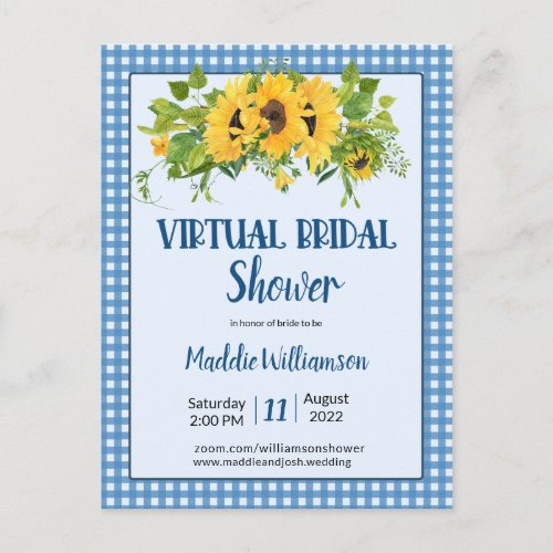 Rustic Bridal Virtual Bridal Shower Invitation Postcard