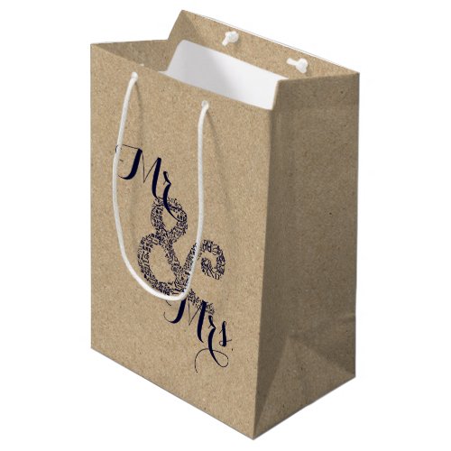 Rustic Bride Autumn Wedding Mr  Mrs Party Favor Medium Gift Bag