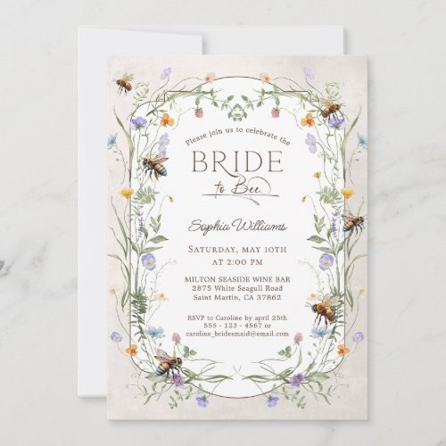 Rustic Bride to Bee Wildflower Bridal Shower Invitation