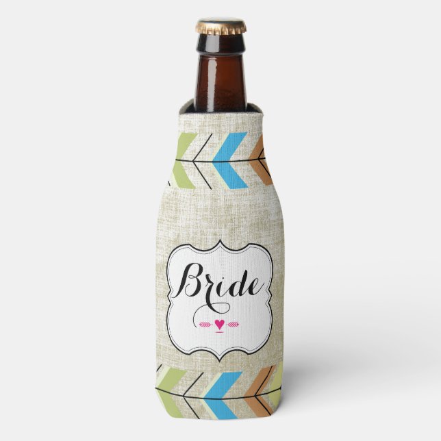 Rustic Bride's Vintage Style Bottle Cooler (Bottle Front)