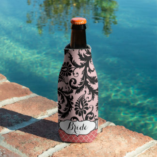 Rustic Bride's Vintage Style Damask Pattern Bottle Cooler