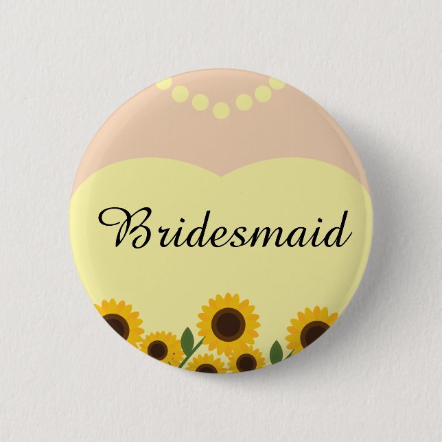 Rustic Bridesmaid Sunflowers Wedding Pin (Front)