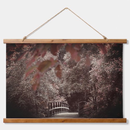 Rustic Bridge Beautiful Trees Nature Landscape Hanging Tapestry