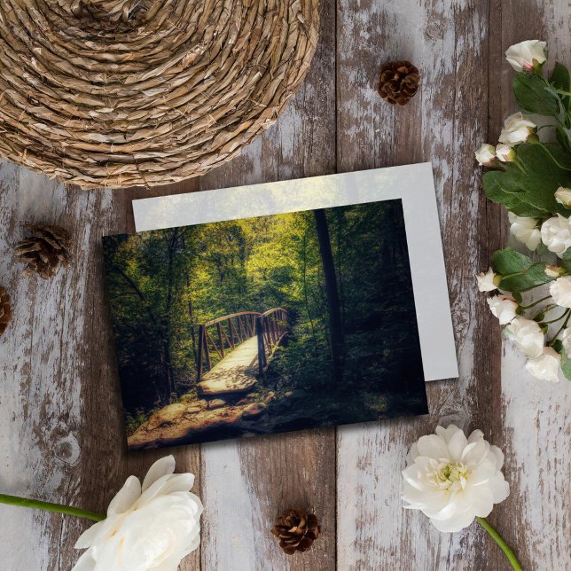 Rustic Bridge Enchanted Forest Woodlands Photo Note Card (Creator Uploaded)