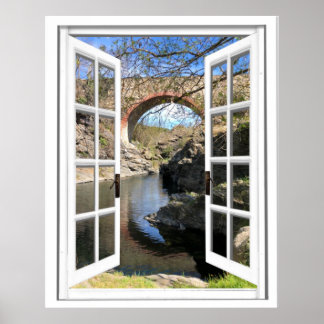 Rustic Bridge Window View Poster