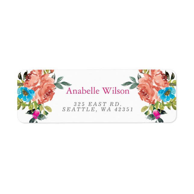 Rustic Bright Floral Pink Orange Label (Front)