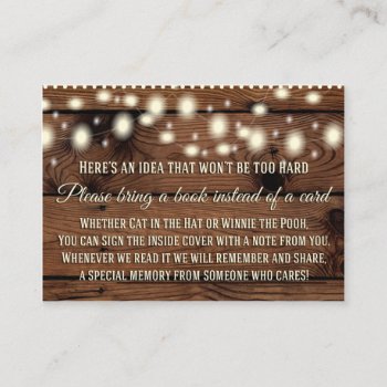 Rustic Bring A Book Card  Baby Shower Insert  Card by GlamtasticInvites at Zazzle