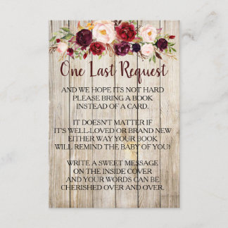 Rustic Bring a book instead of Card Baby Shower