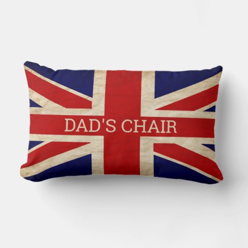 RUSTIC BRITISH Flag DADS CHAIR  Lumbar Pillow
