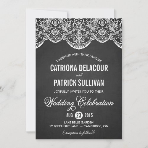 Rustic Brocade Lace Wedding Invitation