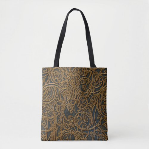 Rustic Bronze Floral Ornate Damask Tote Bag