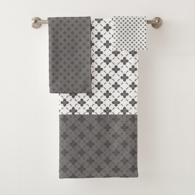 Rustic Bronze Flowers Pattern Bath Towel Set (Insitu)