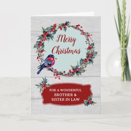 Rustic Brother and Sister in Law Merry Christmas Card