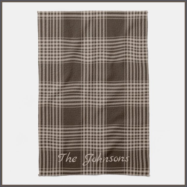 Rustic Brown and Beige Plaid  Kitchen Towel (Creator Uploaded)