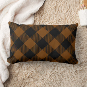 Rustic Brown and Black Buffalo Check Lumbar Pillow