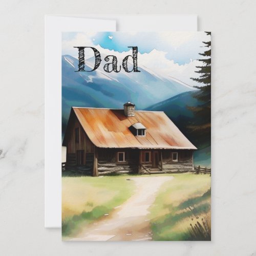 Rustic Brown and Blue Watercolor Fathers Day Card