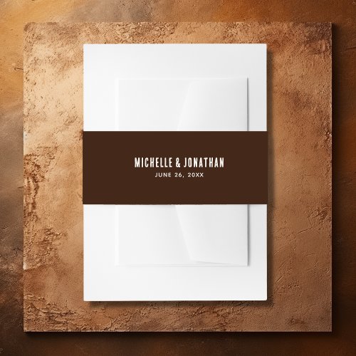 Rustic Brown and Cream Boho Western Wedding Invitation Belly Band