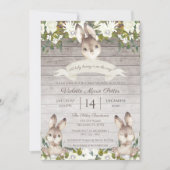 Rustic Brown and White Bunny Rabbit Baby Shower Invitation (Front)