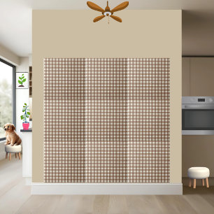 Rustic Brown and White Checkered Gingham Pattern Ceramic Tile
