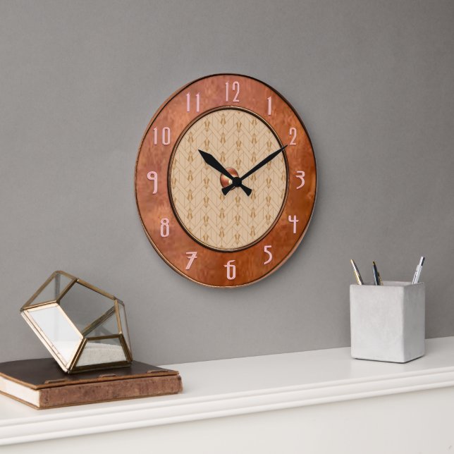 Rustic Brown Art Deco Style Clock (Office)